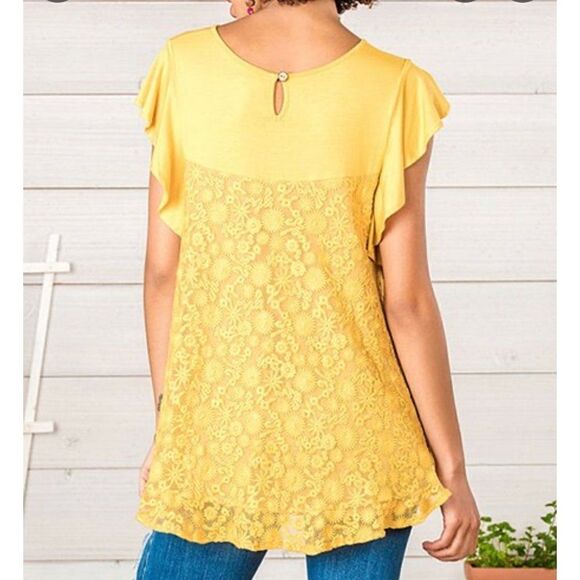 Matilda Jane Mustard Yellow Bocce Ball Top Sz S - Picture 5 of 14